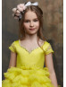 Mixed Color Beaded Satin Tulle Ruffle Flower Girl Dress